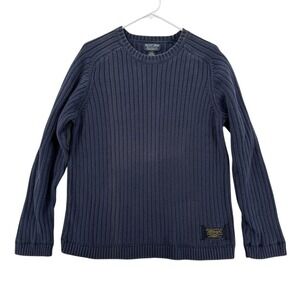 Polo Jeans Company Sweater Mens Large Blue Ribbed Knit Standard Issue Pullover
